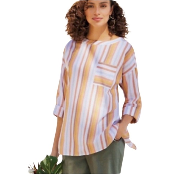 SOFT SURROUNDINGS Enyo Top in Americana Stripe - Picture 1 of 9